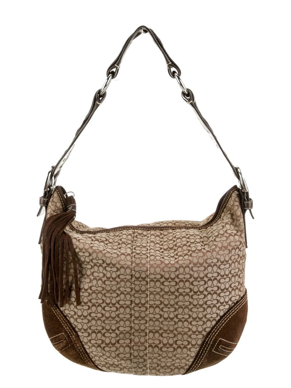 Coach Y2K Beige and Brown Signature Jacquard Shoulder Bag